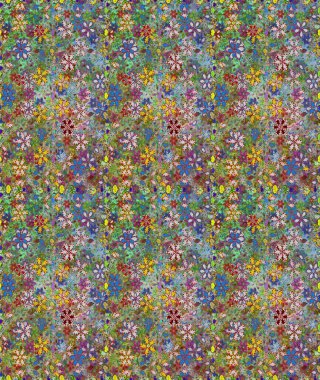 Raster illüstrasyonunda kusursuz çiçek deseni. Yeşil ve nötr renkte çiçekler.