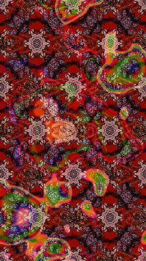 Gömlek, arka plan modelini çiz. Tropik çiçekler. Kahverengi ve kırmızı renkte çiçekler.