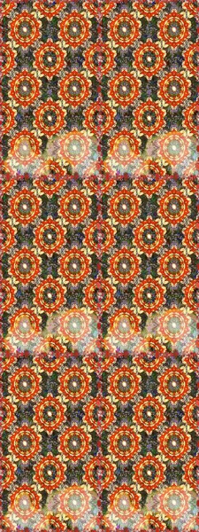 Altın antika ortaçağ dekoratifi, yapraklar ve kahverengi renkli altın desenli süslemeleri olan pürüzsüz bir desen. Kusursuz kraliyet lüksü, altın barok kumaş rengi..