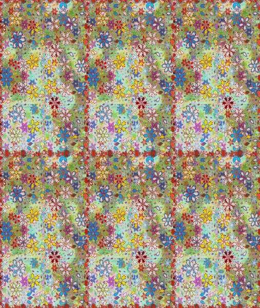 Renkli Bahar Temalı Kusursuz Arkaplan. Sevimli çiçek raster deseni. Tarafsız ve yeşil renklerde çiçekler. Düz Çiçek Elementleri Tasarımı.