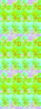 Çiçek süslemeli çizim deseni. Raster illüstrasyonu. Yeşil renkte çiçekler.