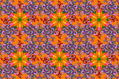 Tekstil, kumaş, kapak, duvar kâğıdı, baskı, yapıştırma kitabı, yorgan dikme için çiçeksiz arkaplan. Millefleur 'lar. Küçük turuncu, siyah ve pembe çiçekli oldukça kaliteli besin torbası deseni..