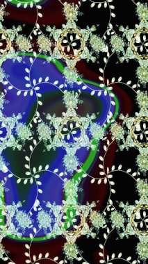 Raster illüstrasyonu. Çiçekli yumuşak bir eskiz şekli. Yumuşak, bahar çiçekleri siyah, mavi ve nötr renklerde. Raster çiçekleri klasik tarzda resmedilir..