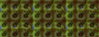 Tekstil, kumaş, ambalaj, hatıra defteri için hoş bir çiçek arkaplanı. Yeşil arka planda. Elle çizilmiş çiçek desenli Raster çizimi. Çocuksu tasarım.