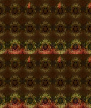 Şirin çiçekli eskiz deseni ve kahverengi renkli yapraklar, suluboya çiçek deseni, duvar kağıdı, kart veya kumaş için fayanslı. Raster illüstrasyonu.