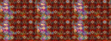 Raster illüstrasyonundaki çiçek desenli çizim. Kahverengi ve kırmızı renkte çiçekler.