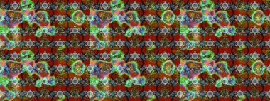 Suluboya çizimi. Çiçekli eskiz deseni. Kahverengi ve yeşil renkli çiçekler. El çizimi.