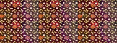 Raster düz çiçek çizim deseni. Kahverengi ve mor renkli çiçekler. Tasarım hediye paketi, tebrik kartları, posterler ve afiş tasarımı.