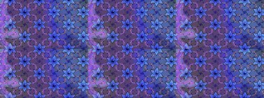 Mor ve mavi renkli şirin tekstil tarzında. Çiçek arkaplan. Raster illüstrasyonu. Çiçek duvar kâğıdı. Renkli çizim deseni.