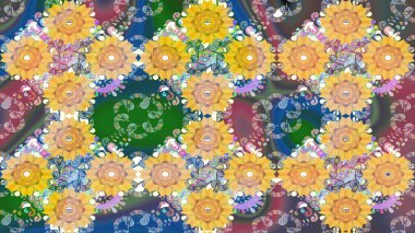 Tekstil veya kitap kapakları, imalat, duvar kağıtları, baskı, hediye paketi ve yapıştırma kitabı için çiçek eskizi geçmişi. Küçük çaplı çiçeklerdeki basit şirin desenler. Raster illüstrasyonu.