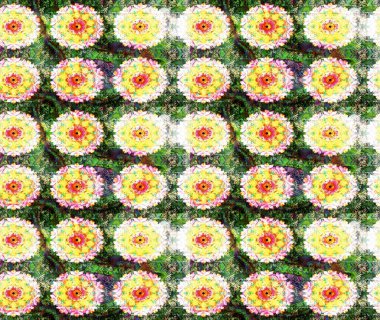 Düz Çiçek Elementleri Tasarımı. Renkli Bahar Teması eskiz kalıbı. Yeşil renkli çiçekler. Çiçekle çizim deseni.