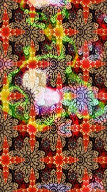 Elle çizilmiş çiçek desenli Raster çizimi. Bej ve kırmızı arka planda. Tekstil, kumaş, ambalaj, hatıra defteri için hoş bir çiçek arkaplanı. Çocuksu tasarım.