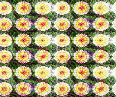 Düz Çiçek Elementleri Tasarımı. Renkli Bahar Teması eskiz kalıbı. Yeşil renkli çiçekler. Çiçekle çizim deseni.