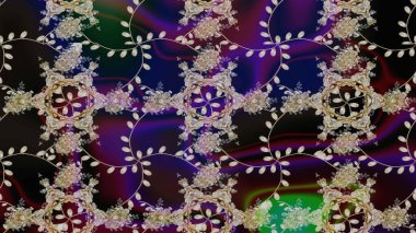 Asya tekstil tarzında. Raster illüstrasyonu. Raster illüstrasyonu. Gri renkli çiçekler. Çiçek desenini çiz.