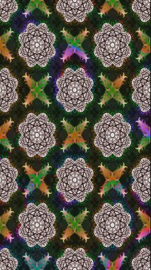 Eski moda arka plan. Desen, çizim, çiçek sınırı. Çiçek çelengi. Raster illüstrasyonu. Güzel, parlak, pürüzsüz kumaş, tuval. Kıvırcık, parlak örgü.