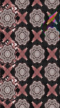 Raster. Gri renkli güzel çiçekli çizim deseni, suluboya çiçek deseni, duvar kağıdı, kart veya kumaş için fayanslı..