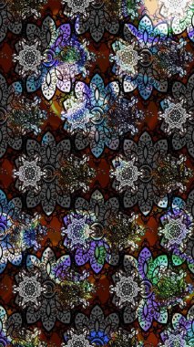 Siyah ve gri renklerde. Anti-stres için soyut örnek sayfası. Raster illüstrasyonu.