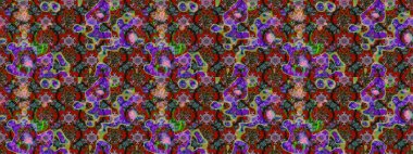 Raster illüstrasyonundaki çiçek desenli çizim. Kahverengi ve kırmızı renkte çiçekler.