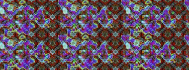 Raster illüstrasyonu. Mavi ve kırmızı renklerde. Güzel kumaş deseni. Raster illüstrasyonunda çiçek deseni çizimi.