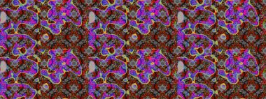 Raster illüstrasyonu. Gri ve kahverengi renkli çiçekler. Çiçek süslemeli çizim deseni.