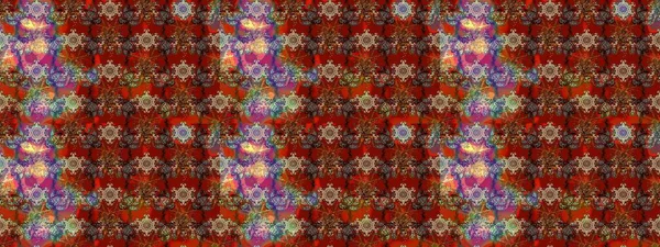 Raster illüstrasyonundaki çiçek desenli çizim. Kahverengi ve kırmızı renkte çiçekler.