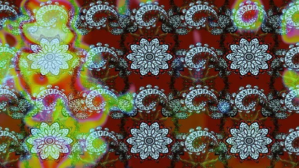 Raster illüstrasyonu. Tarafsız ve kahverengi renkte çiçekler. Çiçek süslemeli çizim deseni.