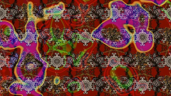 Raster illüstrasyonu. Kahverengi ve kırmızı renklerde. Çiçek. Taslak dekoratif arka plan, çiçek mandala.