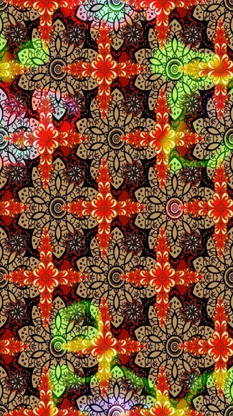 Yazdır. Renkli Yaz Temalı eskiz kalıbı. Güzel eskiz şekli. Güzel kumaş deseni. Düz Çiçek Elementleri Tasarımı. Raster çiçekli arka plan.