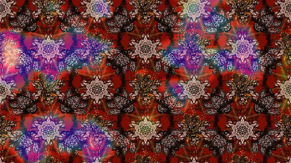 Çiçekli karalama şeklinde Raster çiçek deseni. Nazik, narin çiçek arkaplanı. Kahverengi ve kırmızı renkte çiçekler.