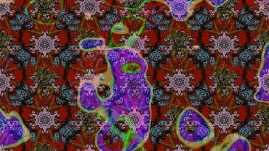 Çiçekli karalama şeklinde Raster çiçek deseni. Yumuşak, yaz çiçekli arka plan. Kahverengi ve kırmızı renkte çiçekler.