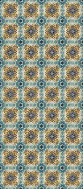 Damask arkaplanı tekerrür ediyor. Altın element mavi, gri ve nötr renklerde. Barok tarzında altın çiçek süsü. Antika altın tekrarlanabilir duvar kağıdı.