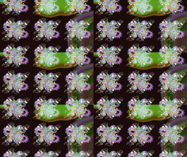 Raster illüstrasyonu. Çiçek süslemeli çizim deseni. Gri renkli çiçekler.