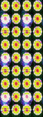 Raster çiçekleri klasik tarzda çizilmiş. Çiçekli yumuşak bir eskiz şekli. Raster illüstrasyonu. Sarı ve mavi renklerde bahar çiçekleri..