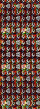 Küçük çiçekteki sevimli çiçek deseni. Kırmızı ve siyah renkte çiçekler.