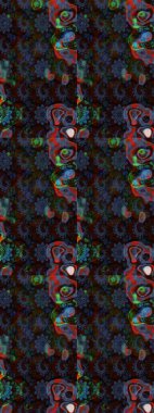 Düz Çiçek Elementleri Tasarımı. Raster illüstrasyonundaki çiçek desenli çizim. Kahverengi ve mavi renkli çiçekler. Renkli Yaz Teması çizim şablonu.