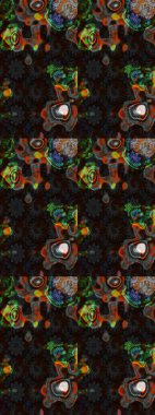 Şirin çiçekli, desenli, gri ve kahverengi renkli bir eskiz deseni. El çizimi çiçek çizimi deseni (fayans). Tekstil için suluboya çizim deseni.