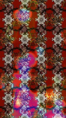 Kahverengi ve kırmızı renklerde. Çiçek. Raster illüstrasyonu. Taslak dekoratif arka plan, çiçek mandala.