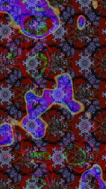 Raster illüstrasyonu. Kahverengi ve kırmızı renkte çiçekler. Çizim çiçek deseni duvar kağıdı için kullanılabilir.