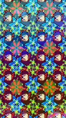 Çiçekli eskiz çizimi. Mavi ve mor renkli çiçekler. Renkli Yaz Temalı eskiz kalıbı. Düz Çiçek Elementleri Tasarımı.