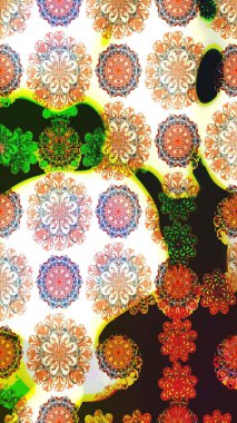 Raster Henna dövme stili. Etnik Mandala süsü. Kızılderili desenli desenli desenli şal deseni. Tekstil, tebrik kartı, boyama kitabı, telefon kılıfı baskısı için kullanılabilir.