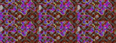 Raster illüstrasyonu. Gri ve kahverengi renkli çiçekler. Çiçek süslemeli çizim deseni.