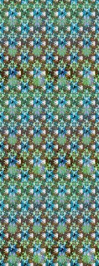 Çiçek desenleri yeşil ve mavi renklerde, el yapımı papatyalar, papatyalar. Tekrarlayan çiçek arkaplanı, zarif yeşil ve mavi çiçekler duvar kağıdı.