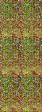 Raster deseni. Bahar çiçekleri dallı desen, yeşil ve kahverengi renkler çiçekli siluet.