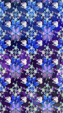 Mavi ve mor renkli çiçekler. Çiçekli çiçek deseni, suluboya. Raster illüstrasyonu. Düz Çiçek Elementleri Tasarımı. Renkli Bahar Teması çizim şablonu.