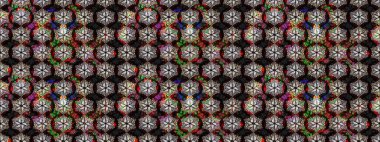 El çizimi Raster çizimi. Çizim çiçek deseni duvar kağıdı, web sitesi arka planı, ambalaj kağıdı, davetiye, broşür, afiş veya web sitesi için kullanılabilir. Parlak elementlerin.