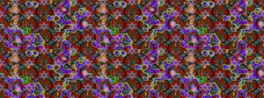 Raster illüstrasyonundaki çiçek desenli çizim. Kahverengi ve kırmızı renkte çiçekler.