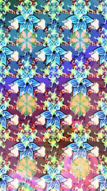 Mavi ve nötr renklerde çiçekler. Gömlek baskısı için çiçek boyası. Çiçek eskiz kalıbı geçmişi.