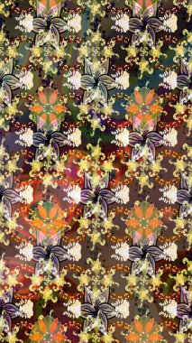 Amazing seamless floral pattern with bright colorful flowers and leaves on a brown and beige colors. Modern floral background. Folk style. The elegant the template for fashion prints.