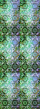 Yeşil ve mavi renkler üzerine çiçek desenli eskiz, el yapımı papatyalar, papatyalar. Tekrarlayan çiçek arkaplanı, zarif yeşil ve mavi çiçekler duvar kağıdı.