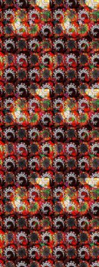 Klasik çiçekler. Siyah ve kahverengi renkler. Suluboya resim taklit Raster çizimi. El çizimi, soyut ve süslü elementler. Yaz çiçekleri teması.